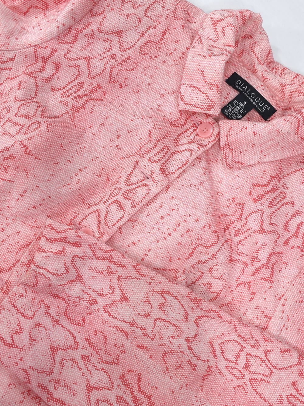 Dialogue Pink Snake Skin Patterned Blazer Women's Size 14